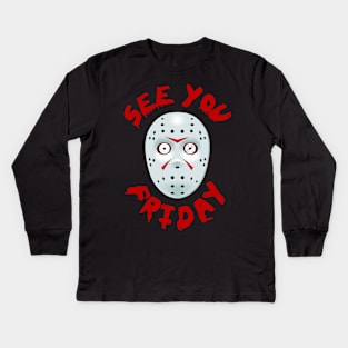 Friday 13th Jason Mask Kids Long Sleeve T-Shirt